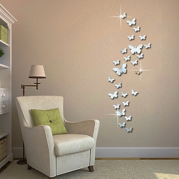 12 Mariposas decorativas en 3D, para colocar en pared Doradas